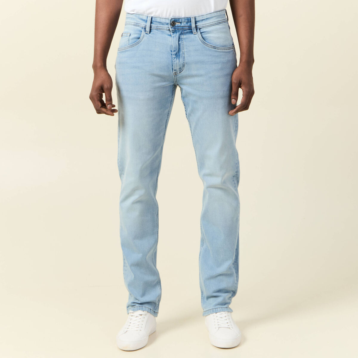 Jeans straight ultra stretch denim bleach homme