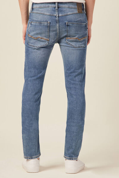 Jeans homme slim effet used denim double stone homme