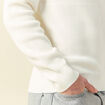 Pull col rond manches longues en coton ecru homme