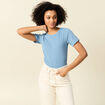 T-shirt manches courtes côtelé bleu clair femme