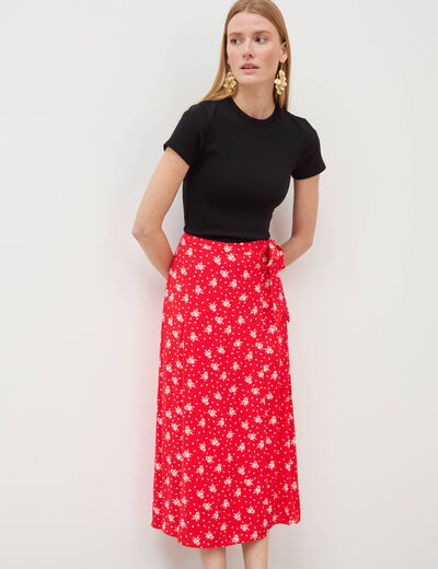 Jupe fluide rouge femme