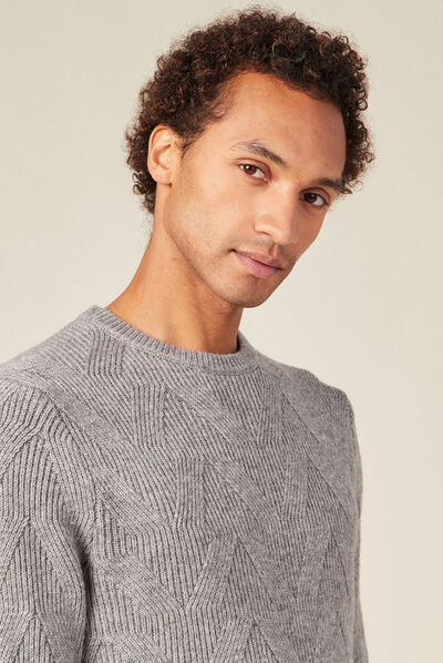 Pull manches longues gris homme