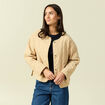 Doudoune droite courte manches longues beige femme