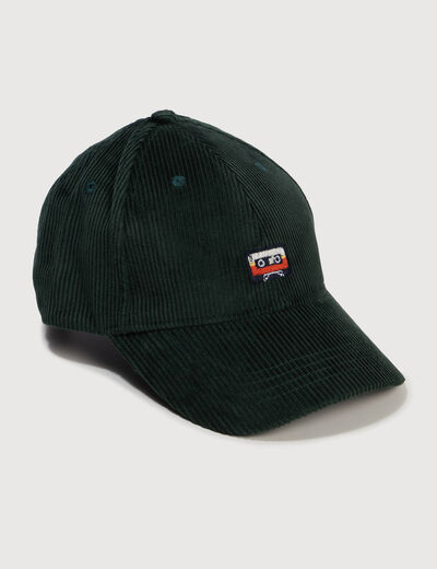 Casquette en velours de coton vert fonc&eacute; homme