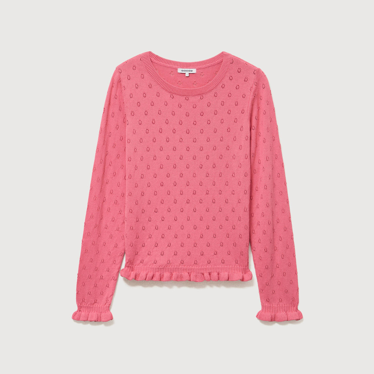 Pull droit col bateau manches longues vieux rose femme