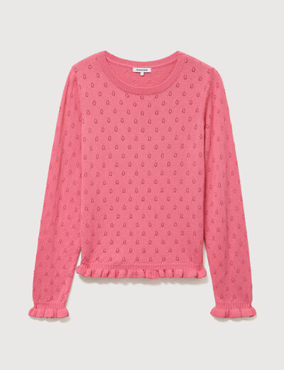 Pull droit col bateau manches longues vieux rose femme
