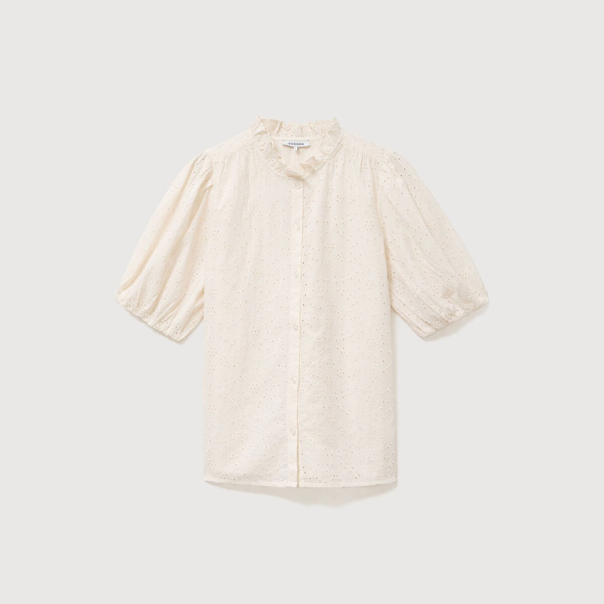 Chemise en coton manches coude creme femme