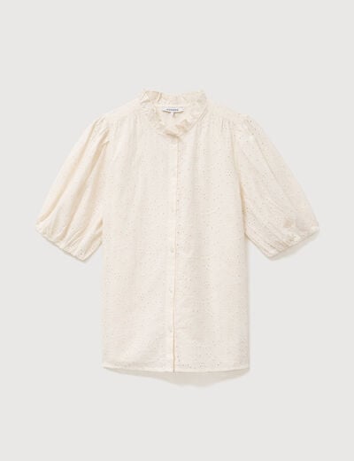 Chemise en coton manches coude creme femme