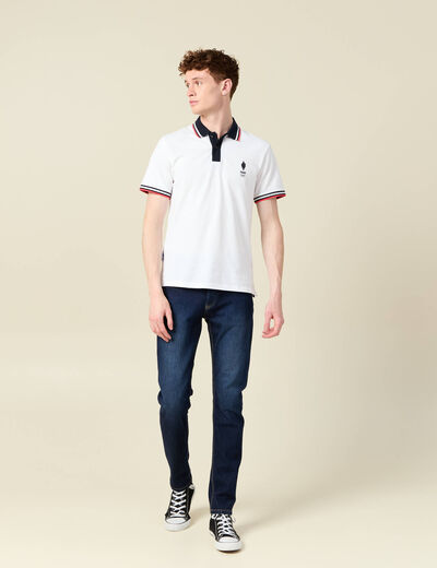 Polo manches courtes blanc homme