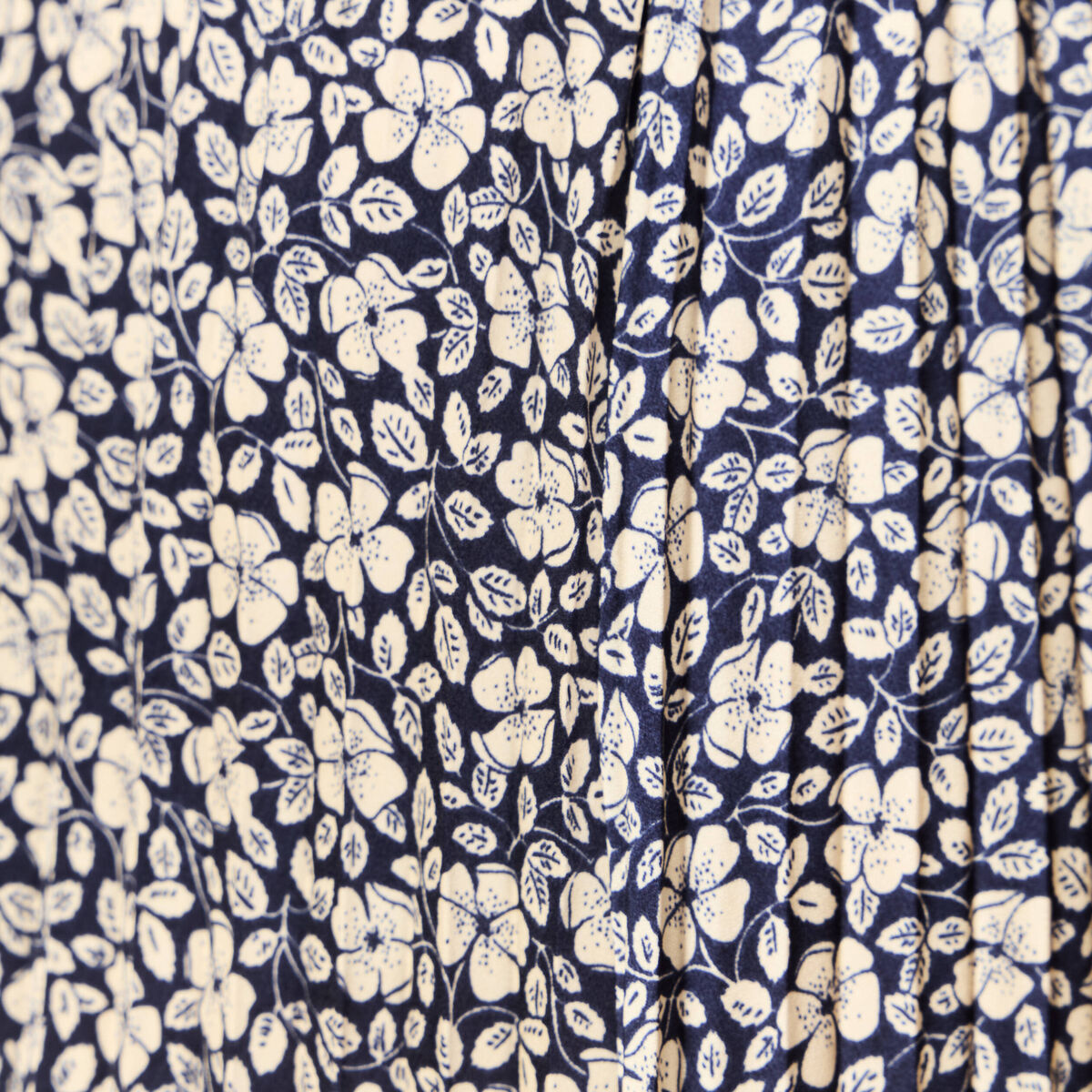 Jupe longue droite plissée bleu marine femme