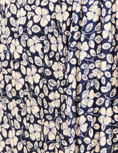 Jupe longue droite plissée bleu marine femme
