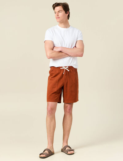 Bermuda droit à coulisse marron cognac homme