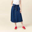 Jupe longue trapèze en jean denim stone femme