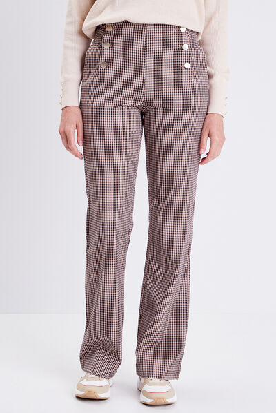Pantalon flare avec boutons bleu marine femme