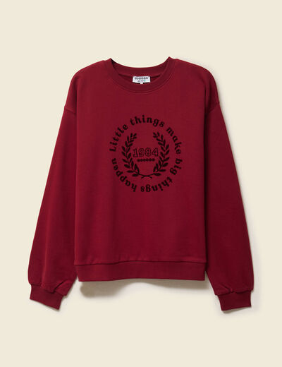 Sweat col rond manches longues rouge femme