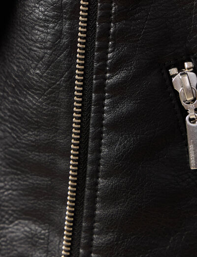 Blouson biker simili cuir noir femme
