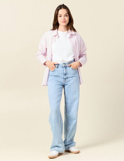 T-shirt cintr&eacute; col rond manches courtes blanc femme