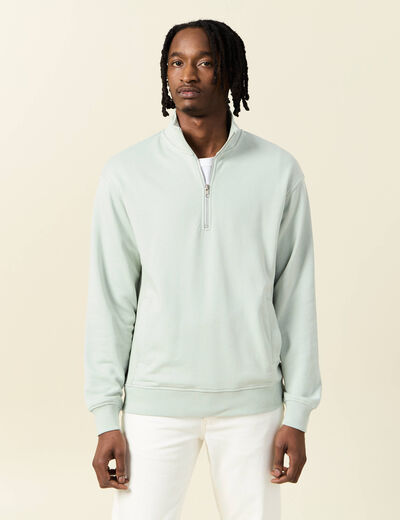 Sweat col camionneur vert clair homme