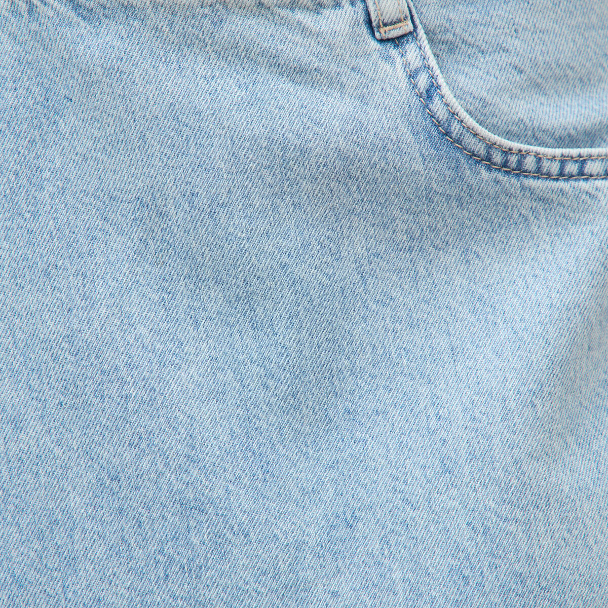 Jeans wide leg cropped taille bascul&eacute;e bleu ciel femme