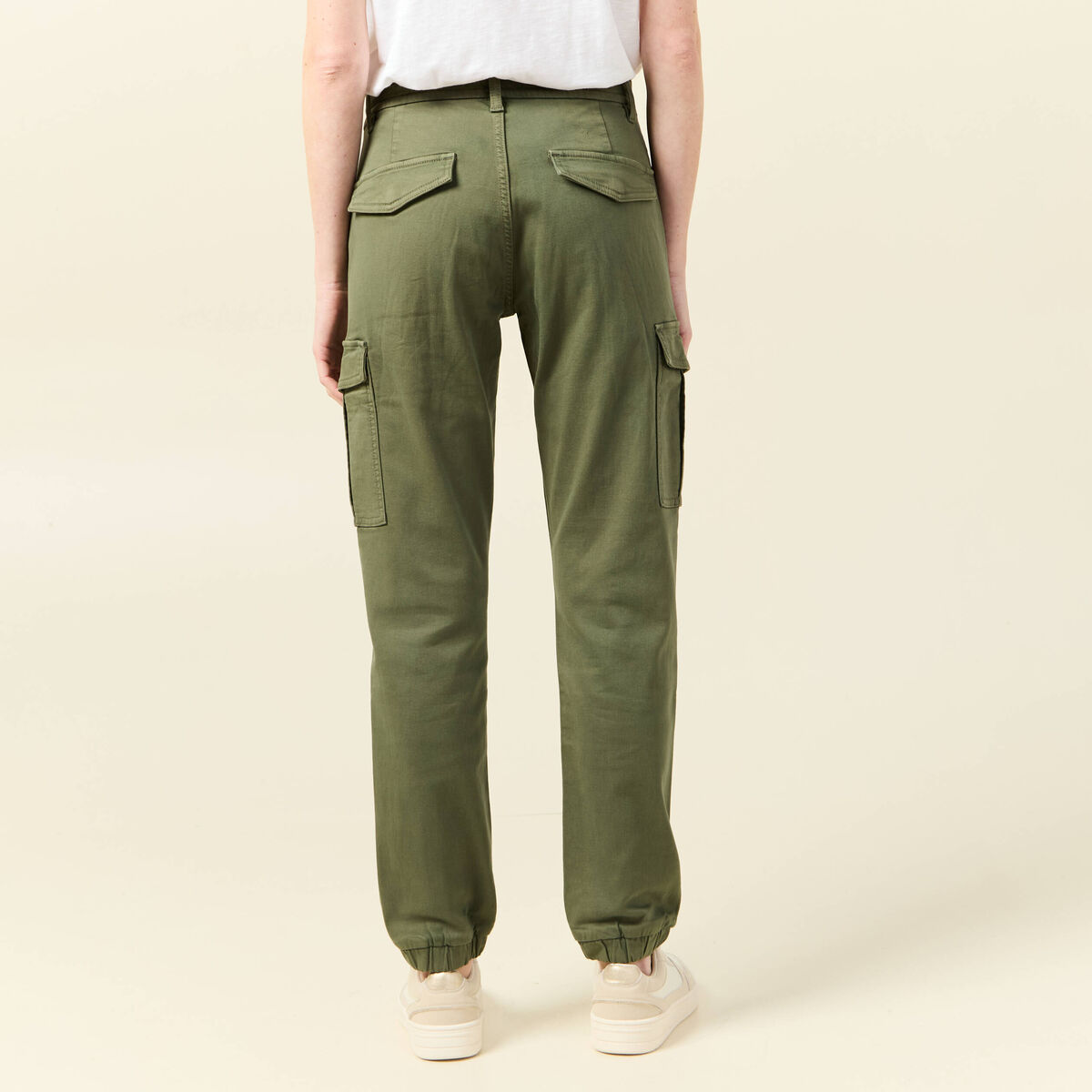 Pantalon cargo battle 7/8ème vert kaki femme