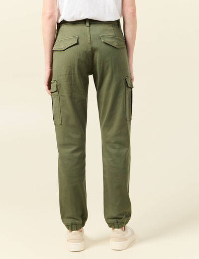Pantalon cargo battle 7/8ème vert kaki femme