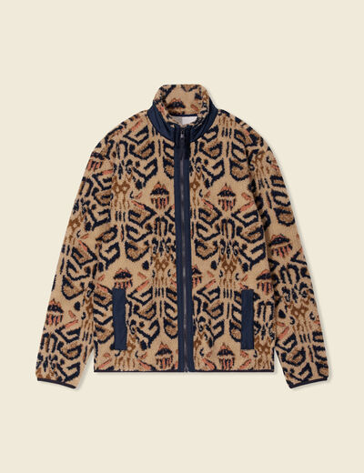 Gilet manches longues zippé sherpa beige homme