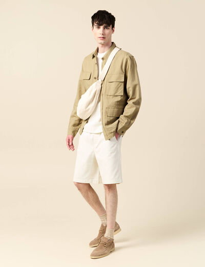 Veste oversize poches rabat taupe homme