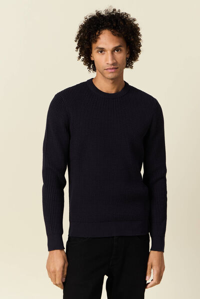 Pull éco-responsable bleu foncé homme