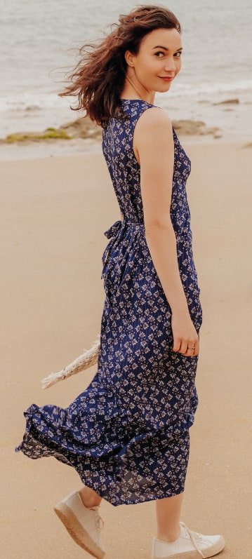 Robe D’été Bonobo Taille S – Imprimé Multicolore, Coupe évasée, Manches Demi-longues