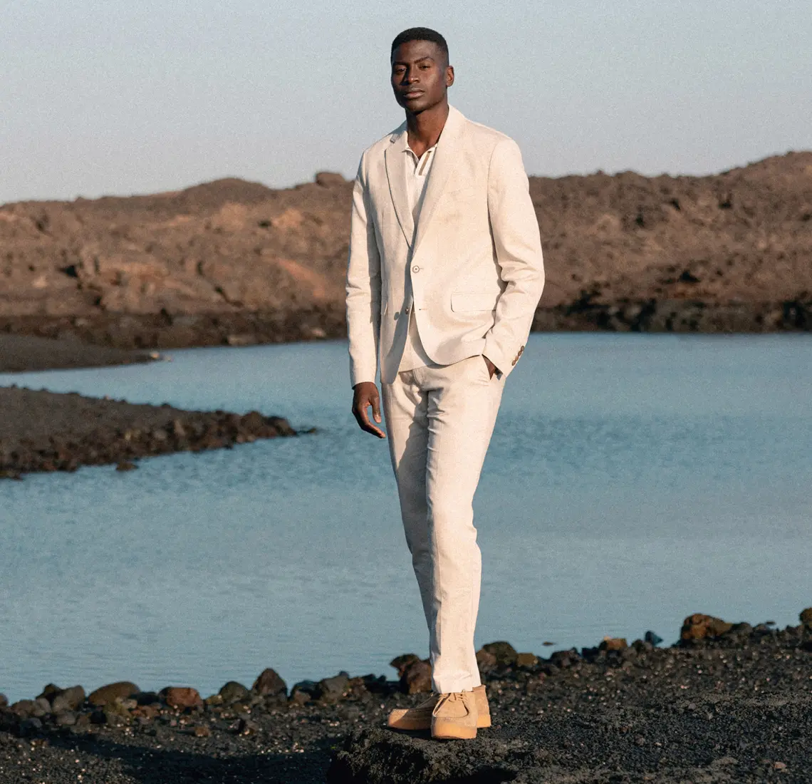 Ensemble veste pantalon beige homme Bonobo