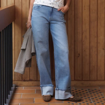 jean straight bleu clair - femme