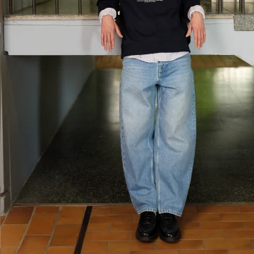 jean barrel bleu marine - homme