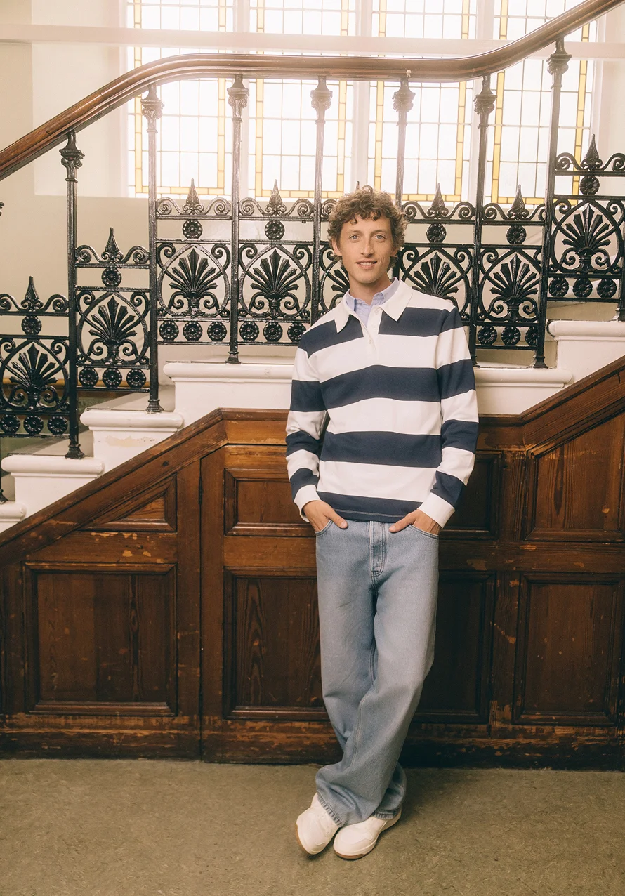 tenue homme - polo manches longues à rayures noires et blanches