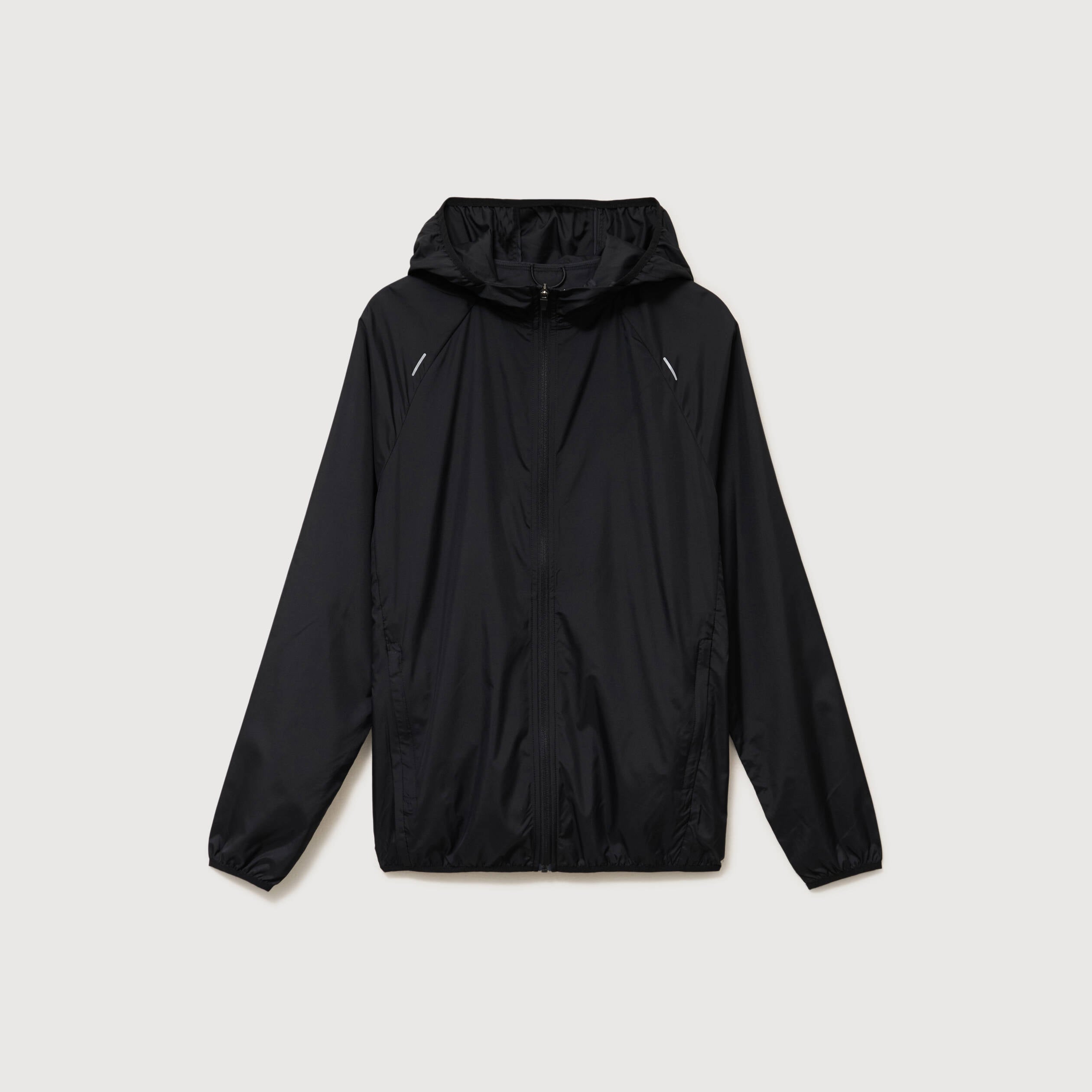 Blouson droit &agrave; capuche manches longues noir homme