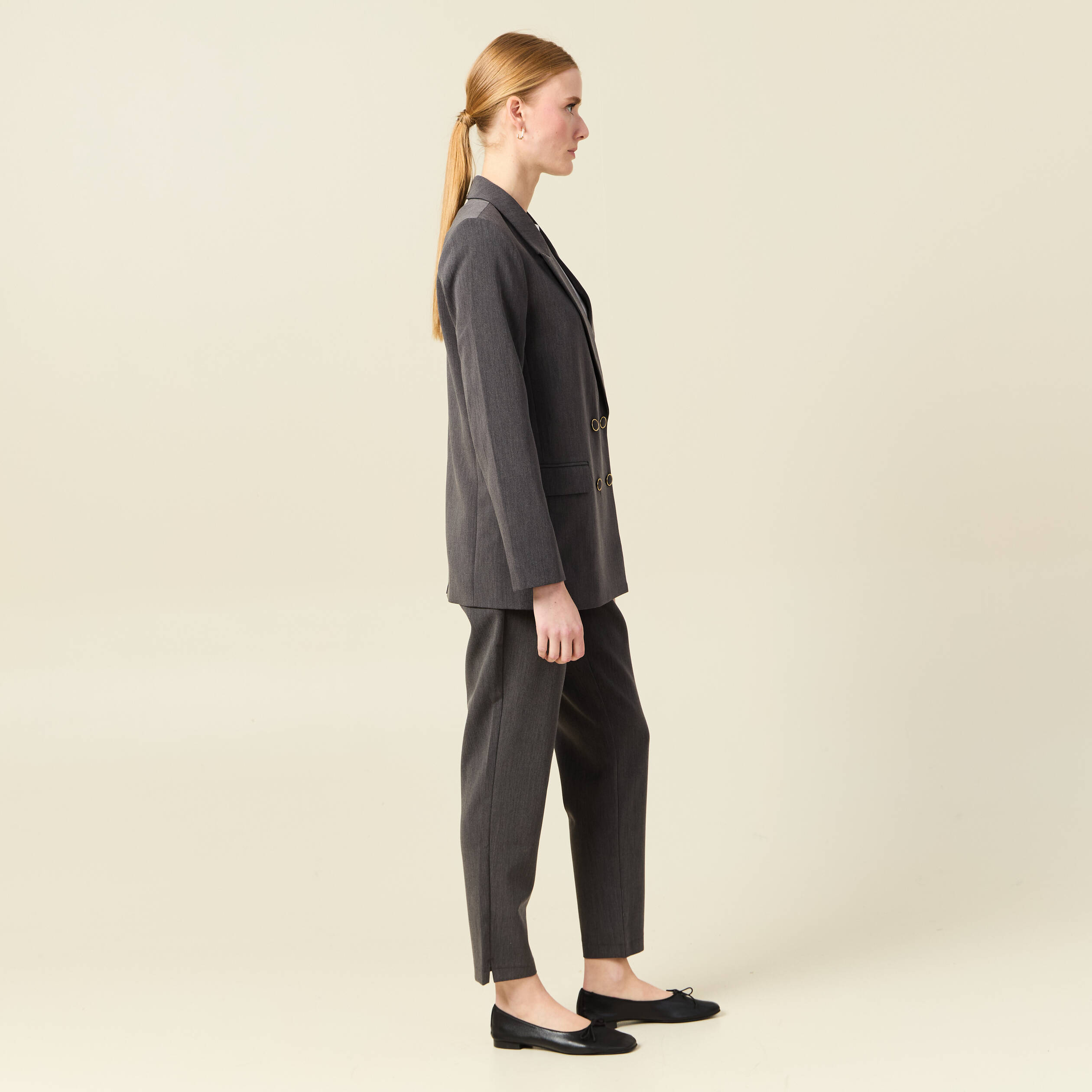 veste blazer double boutonnage gris femme Veste blazer double boutonnage gris femme