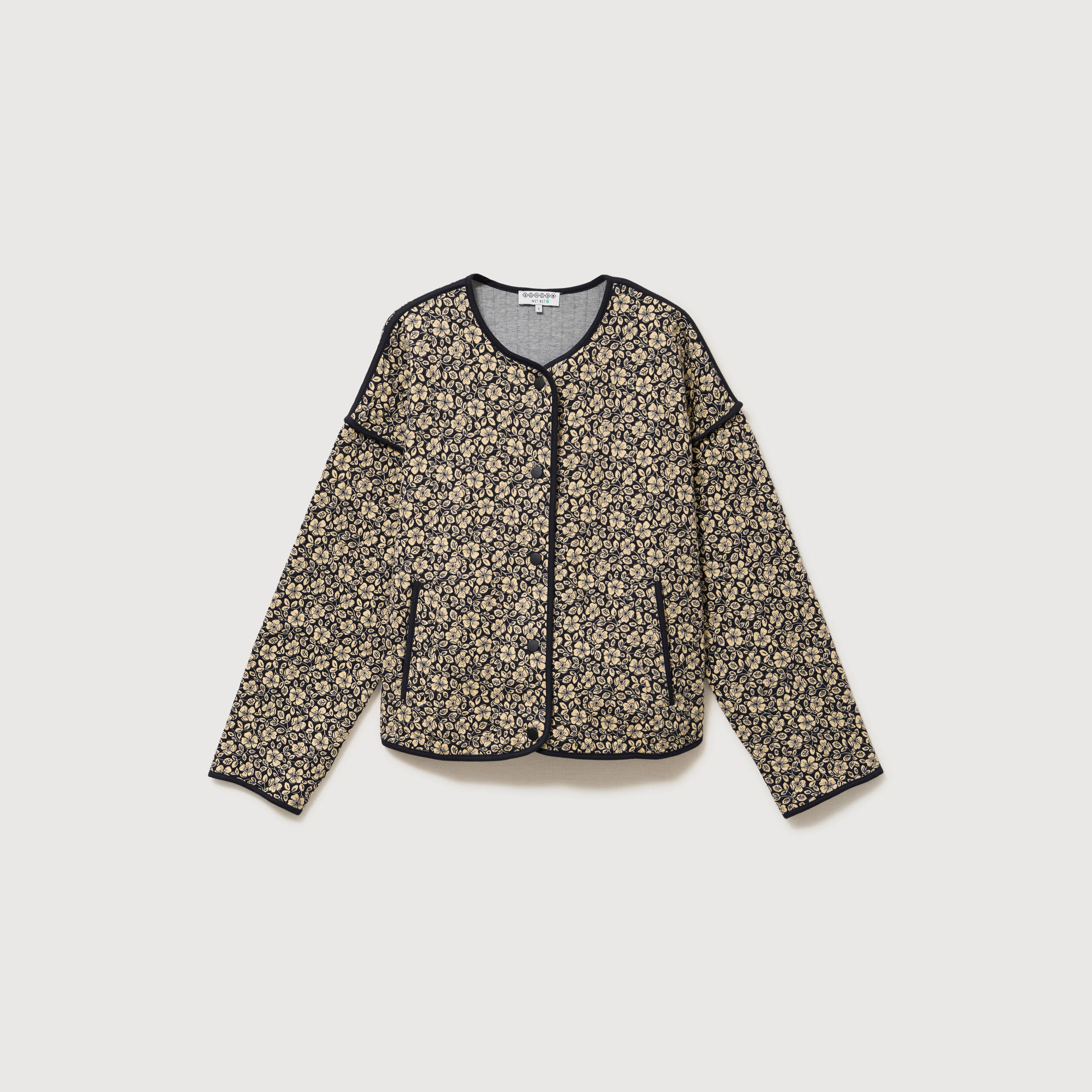 Veste droite manches longues col rond noir femme