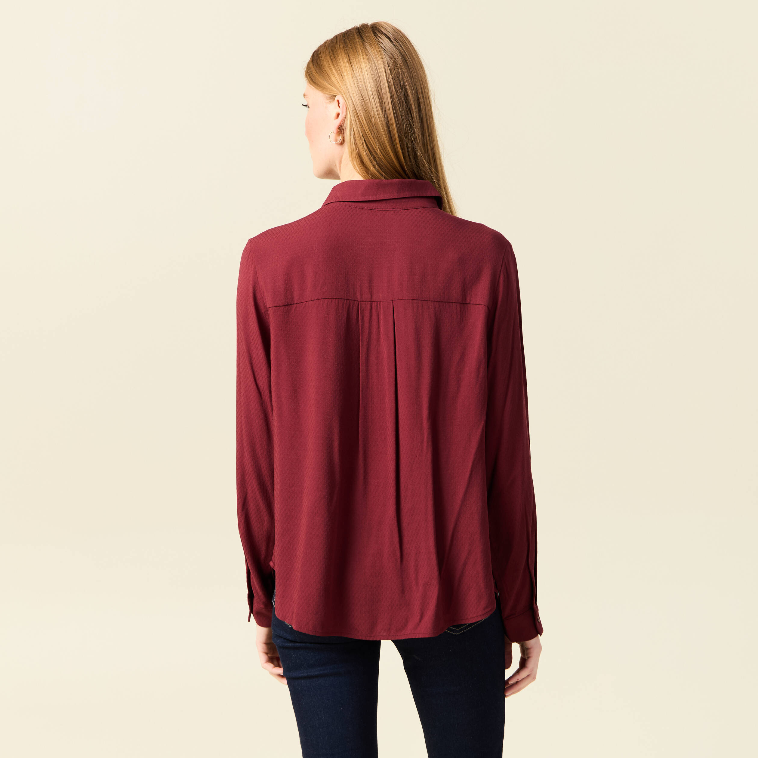 chemise manches longues fluide bordeaux femme Chemise manches longues fluide bordeaux femme