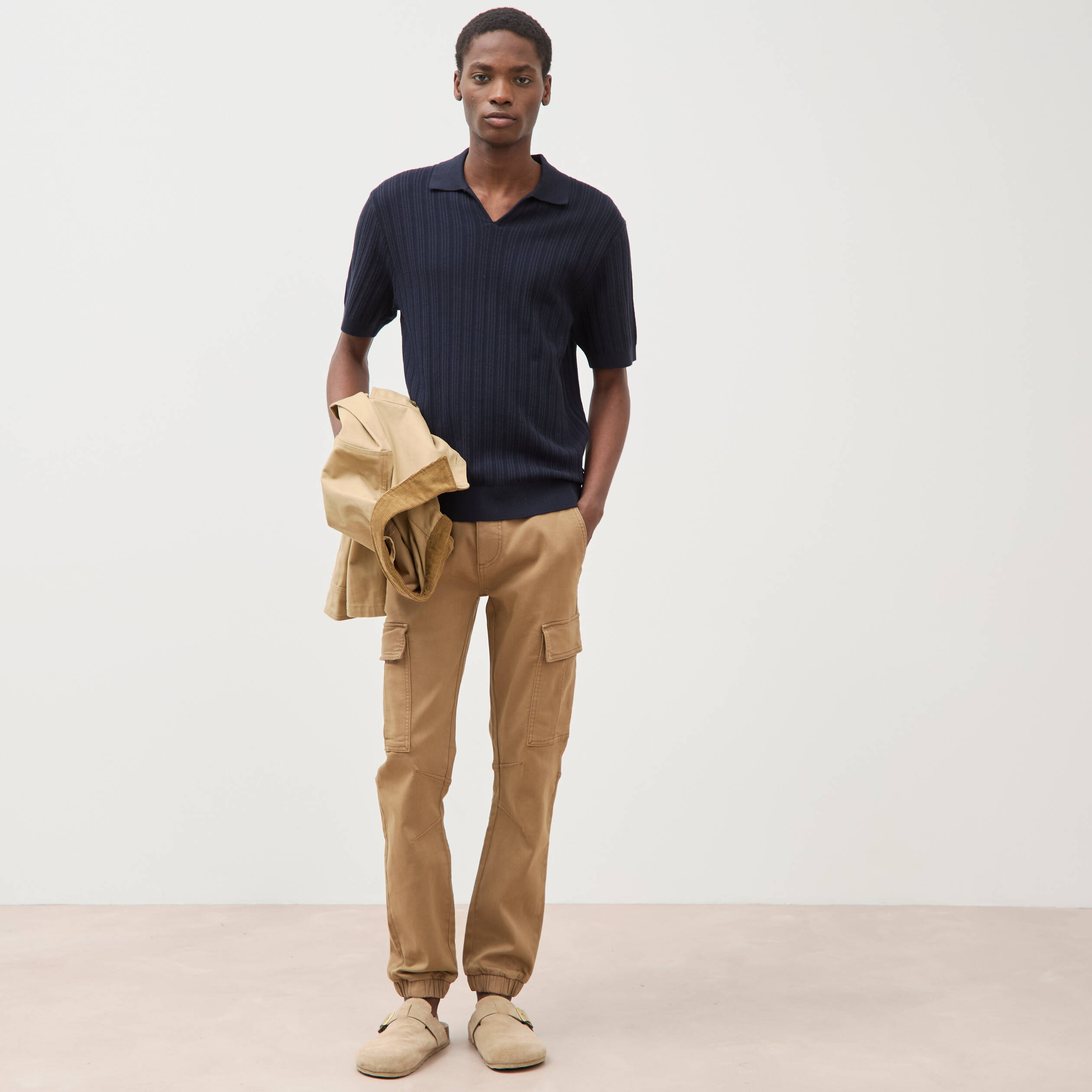 Pantalon battle bas resserr&eacute; vert kaki homme