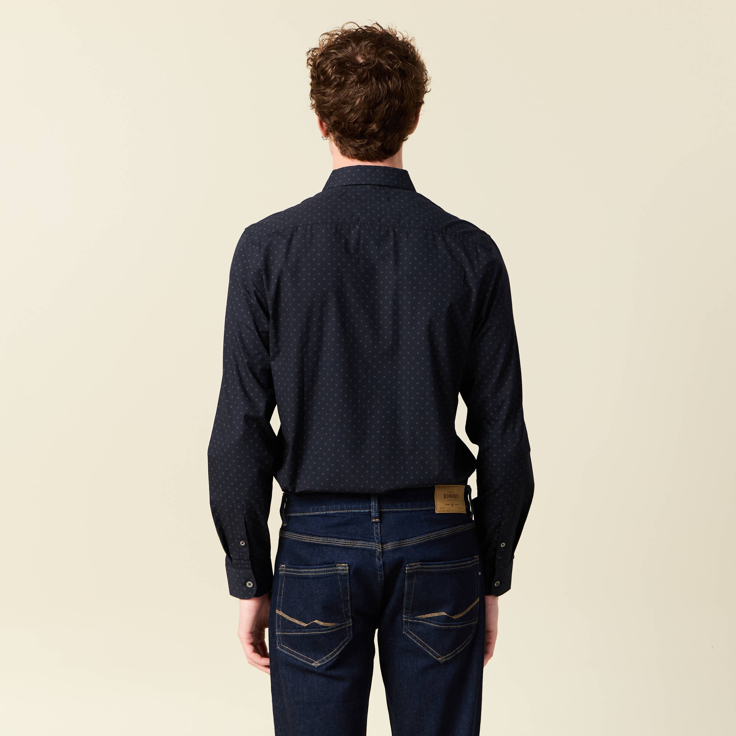 Chemise en coton manches longues bleu homme