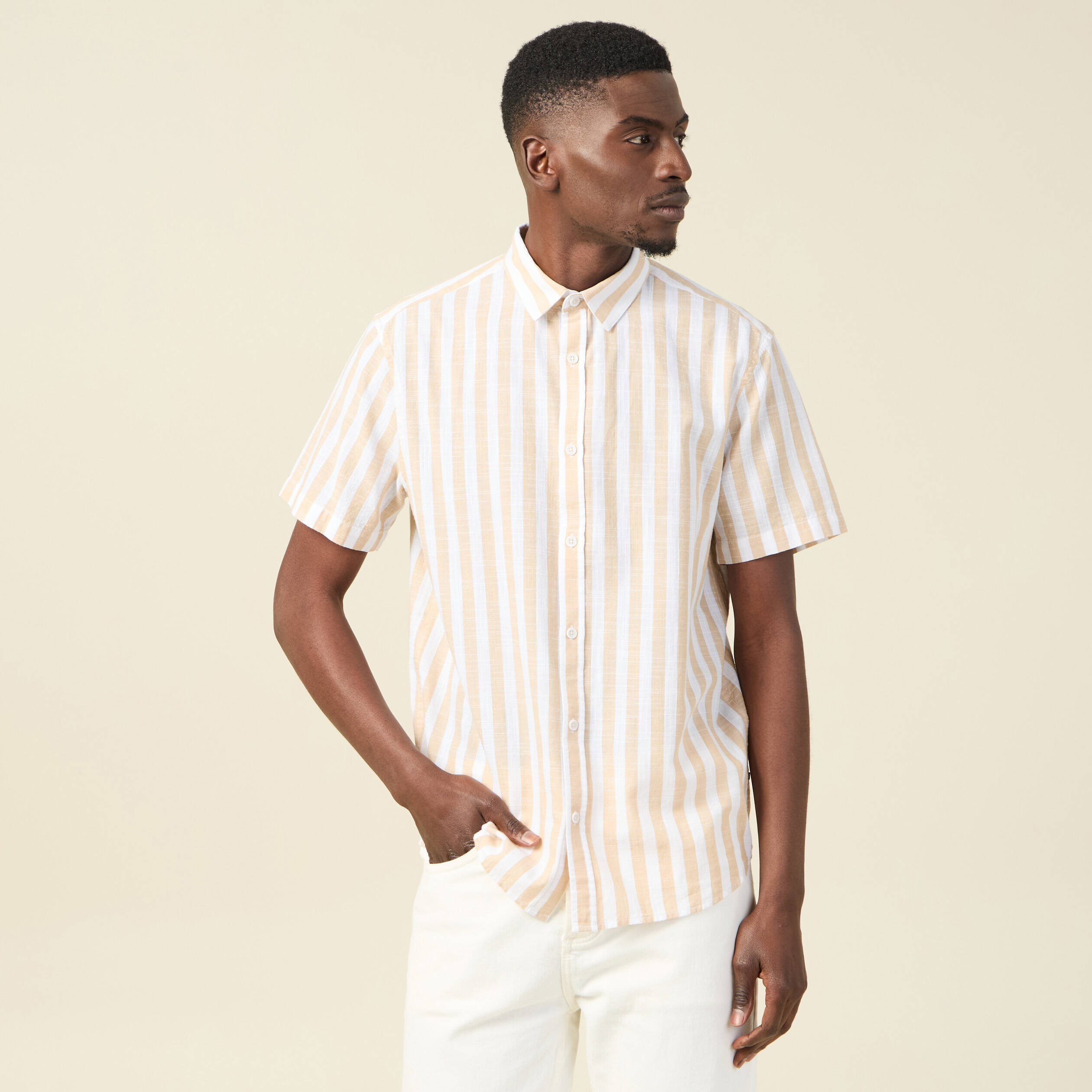 chemise manches courtes beige homme Chemise manches courtes beige homme