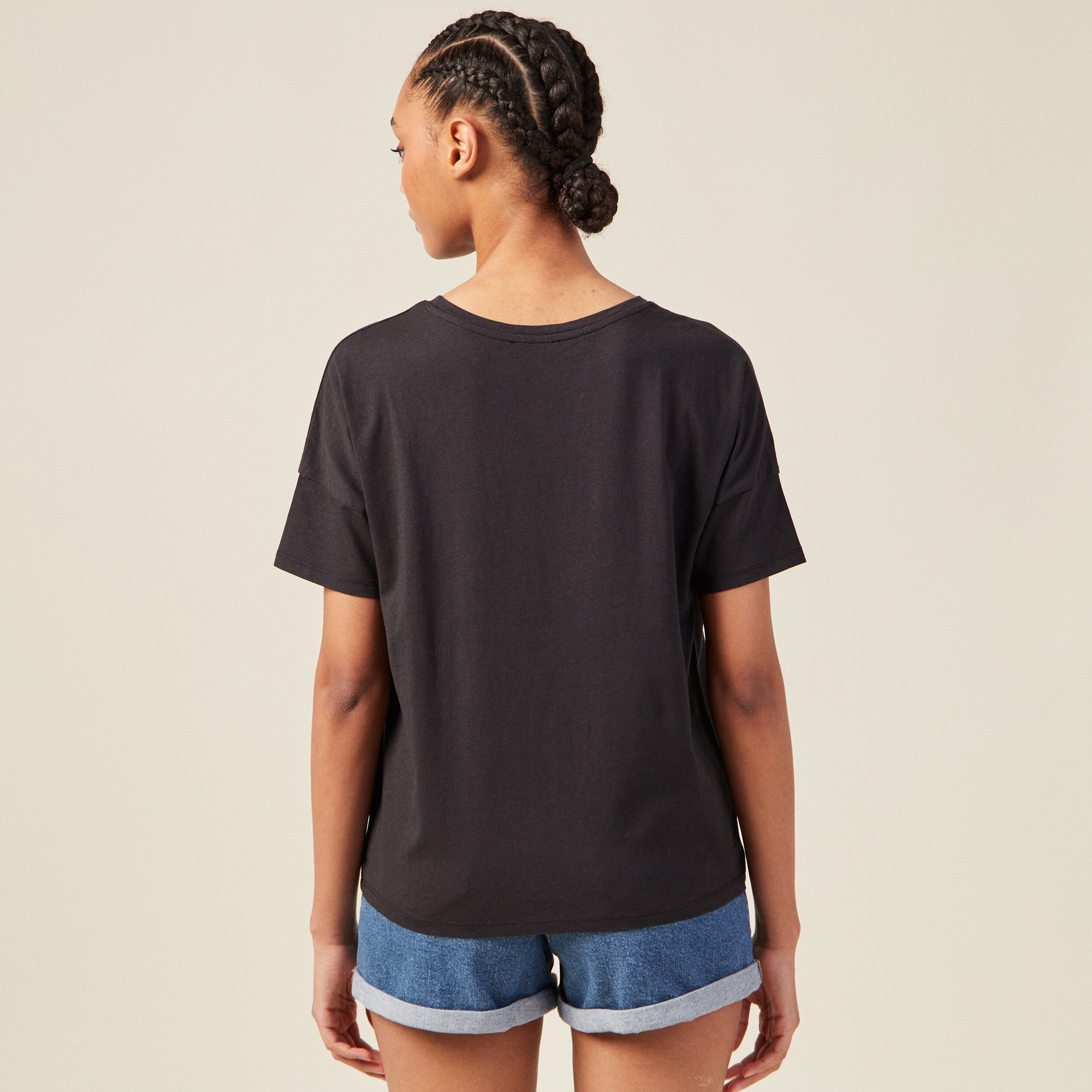 t shirt manches courtes noir femme T-shirt manches courtes noir femme