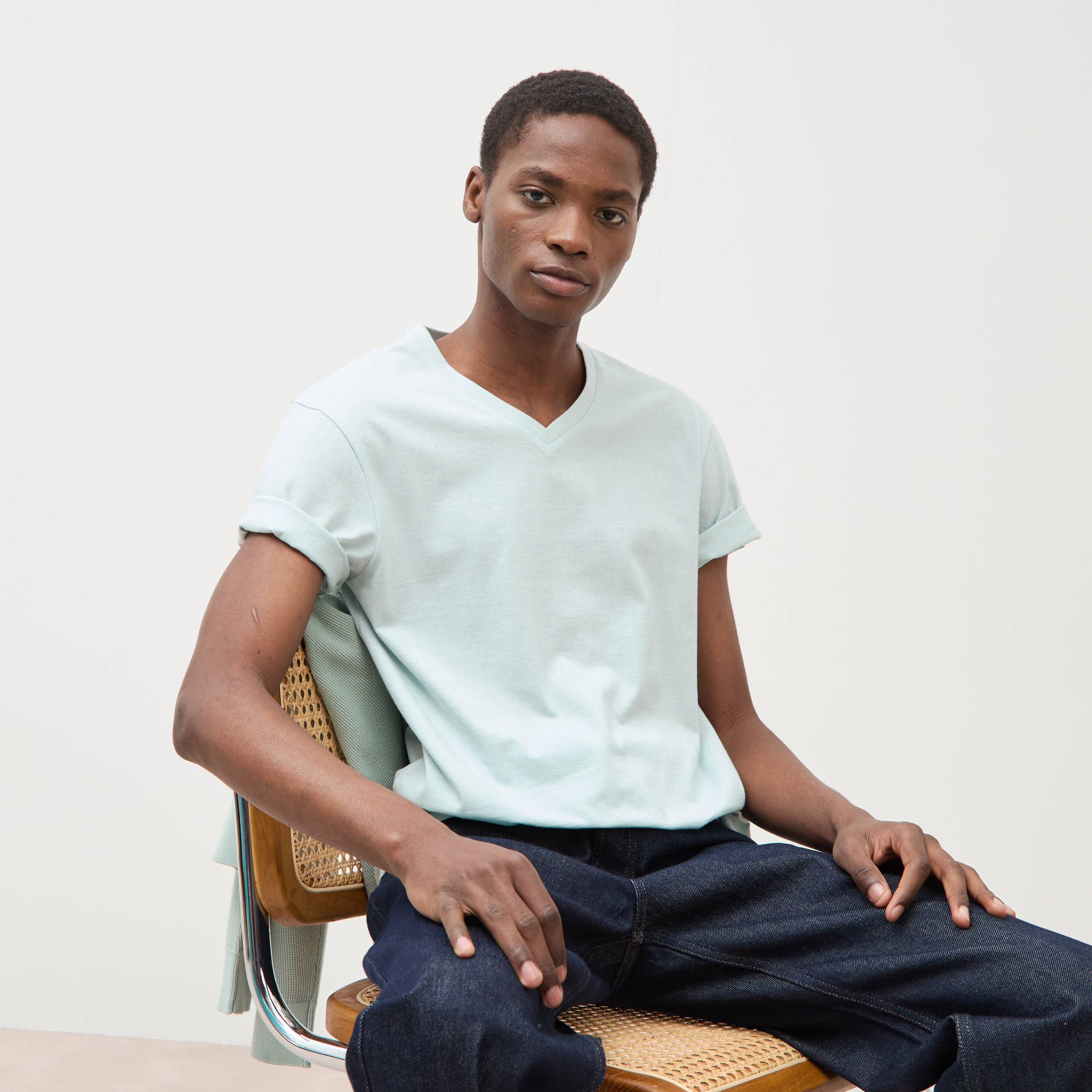 T-shirt manches courtes homme bleu gris homme