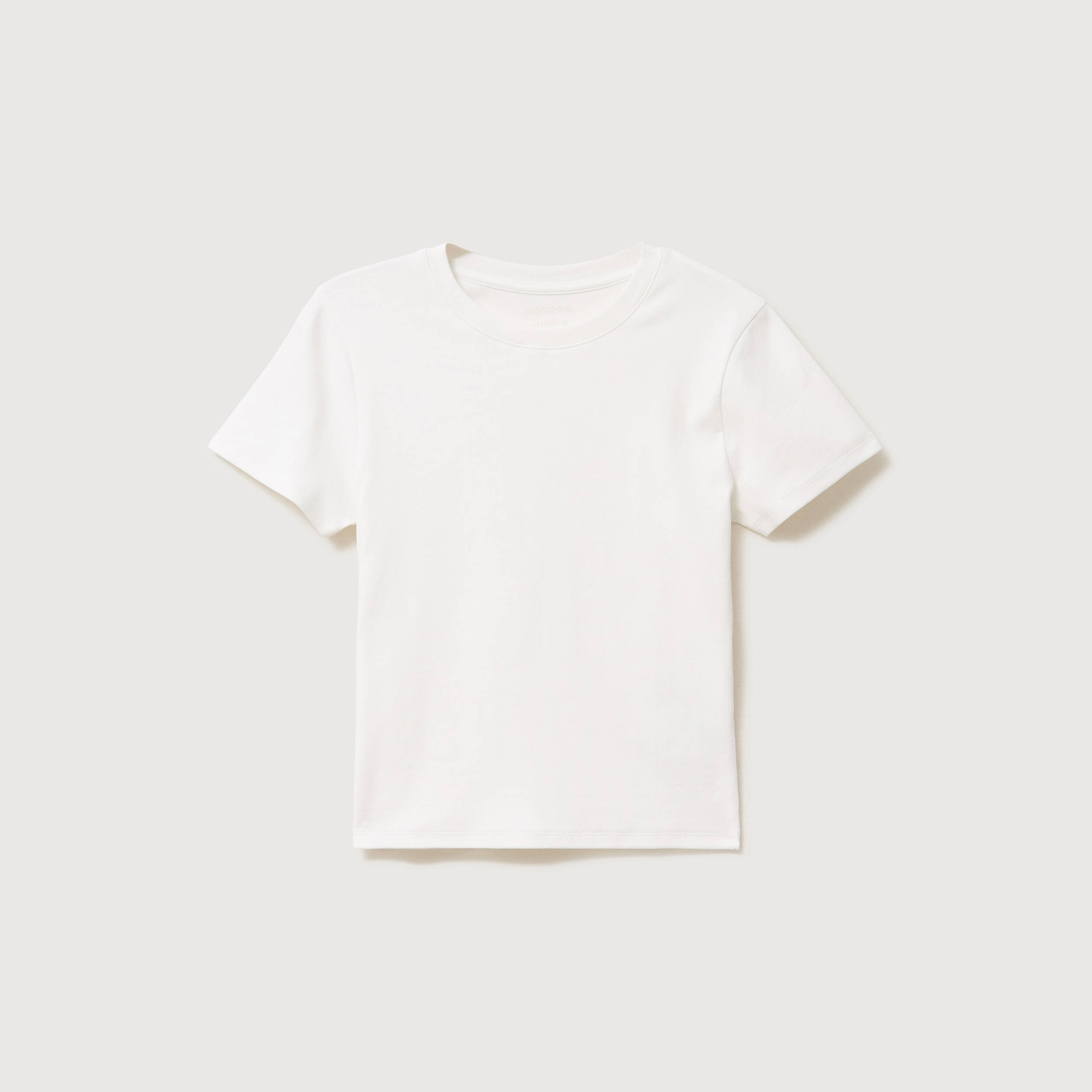 T-shirt ajust&eacute; col rond manches courtes ecru femme