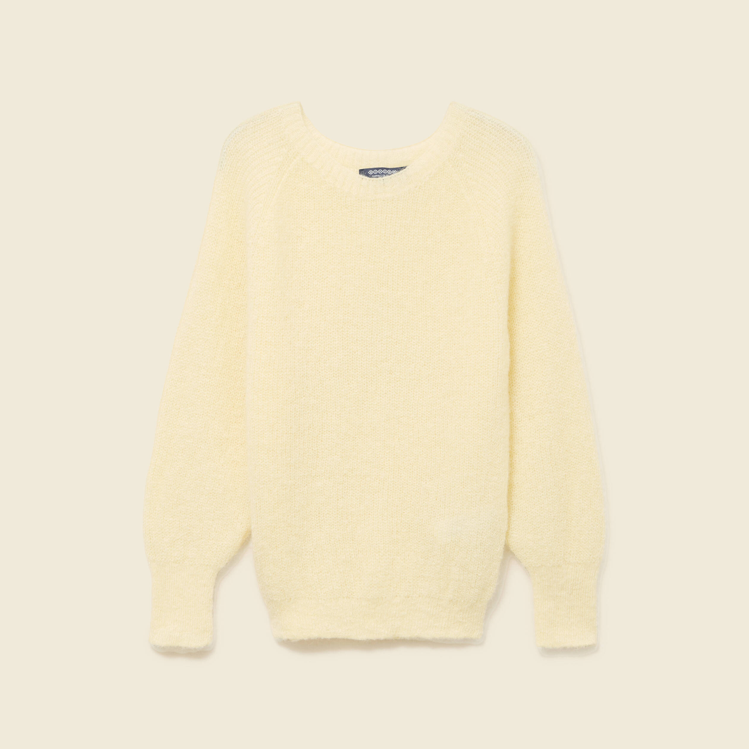 Pull manches longues col rond jaune femme