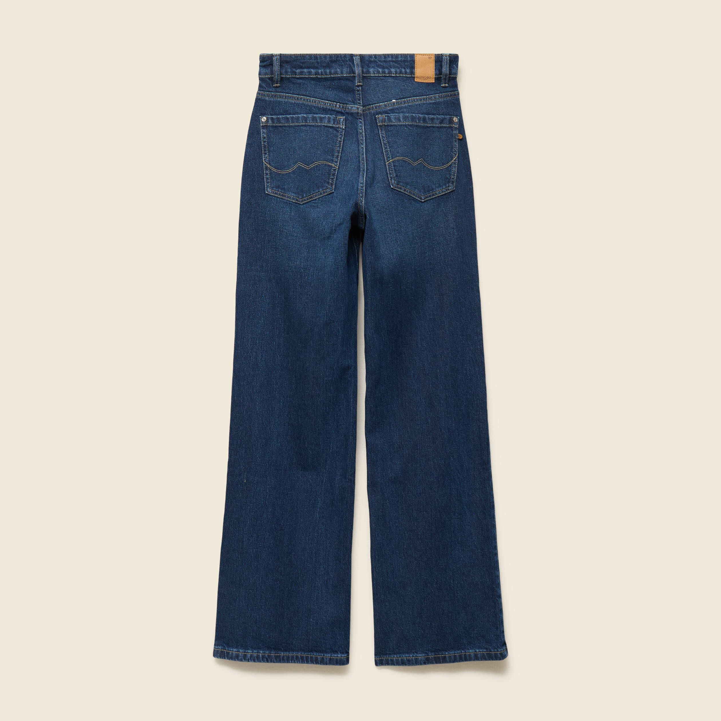 Jeans large taille haute denim brut femme
