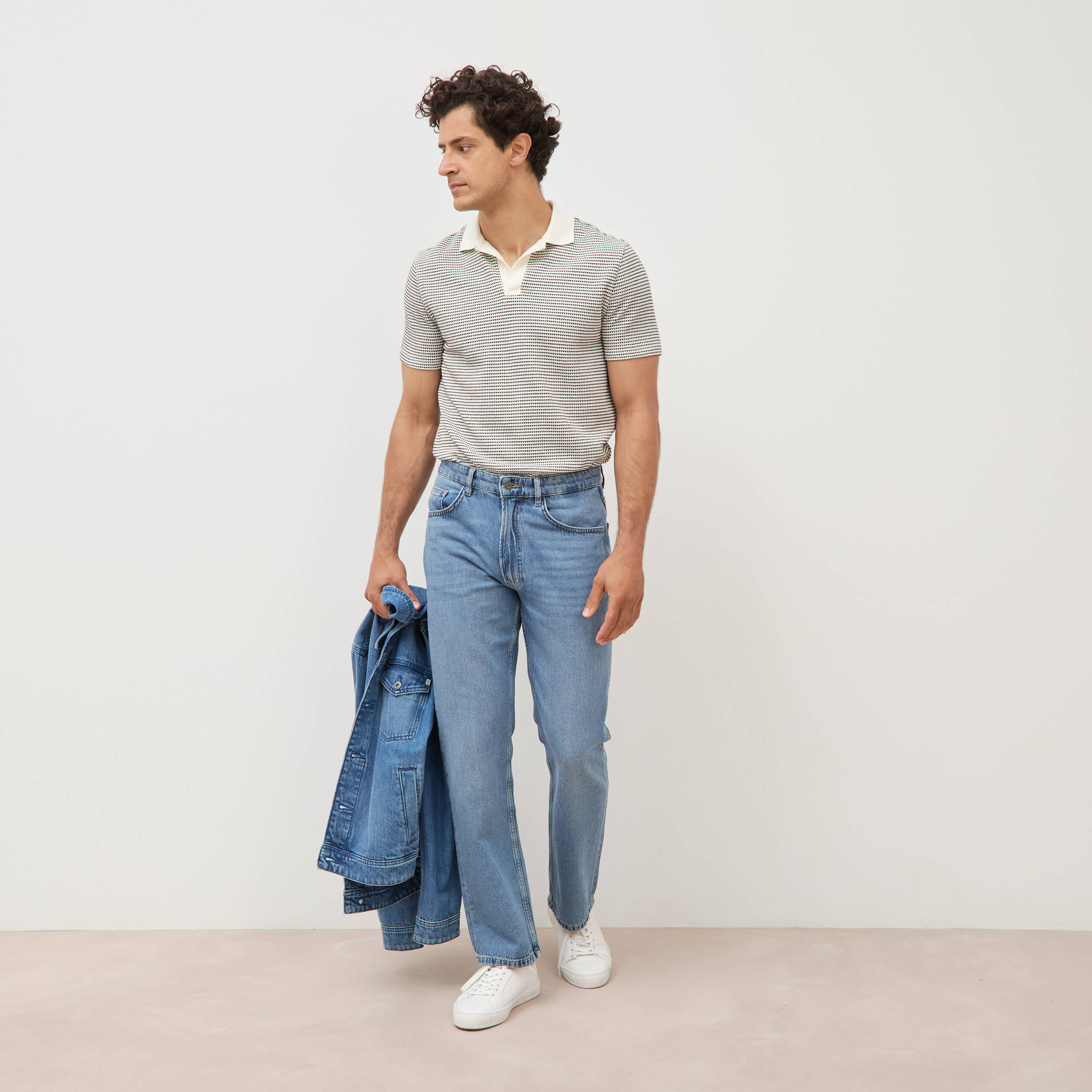 Jeans regular longueur 32 denim bleach homme