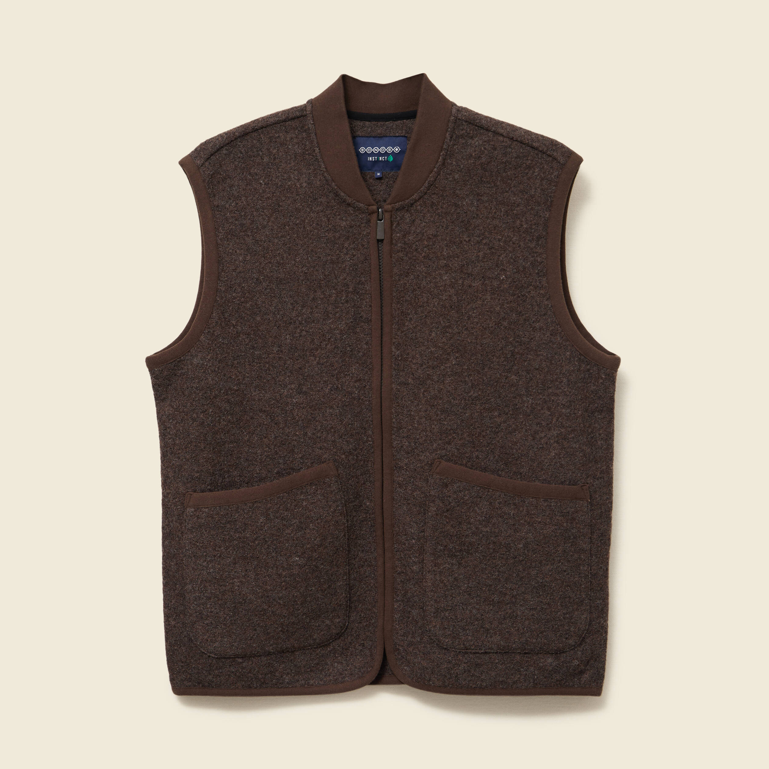 Gilet droit court sans manches marron fonc&eacute; homme