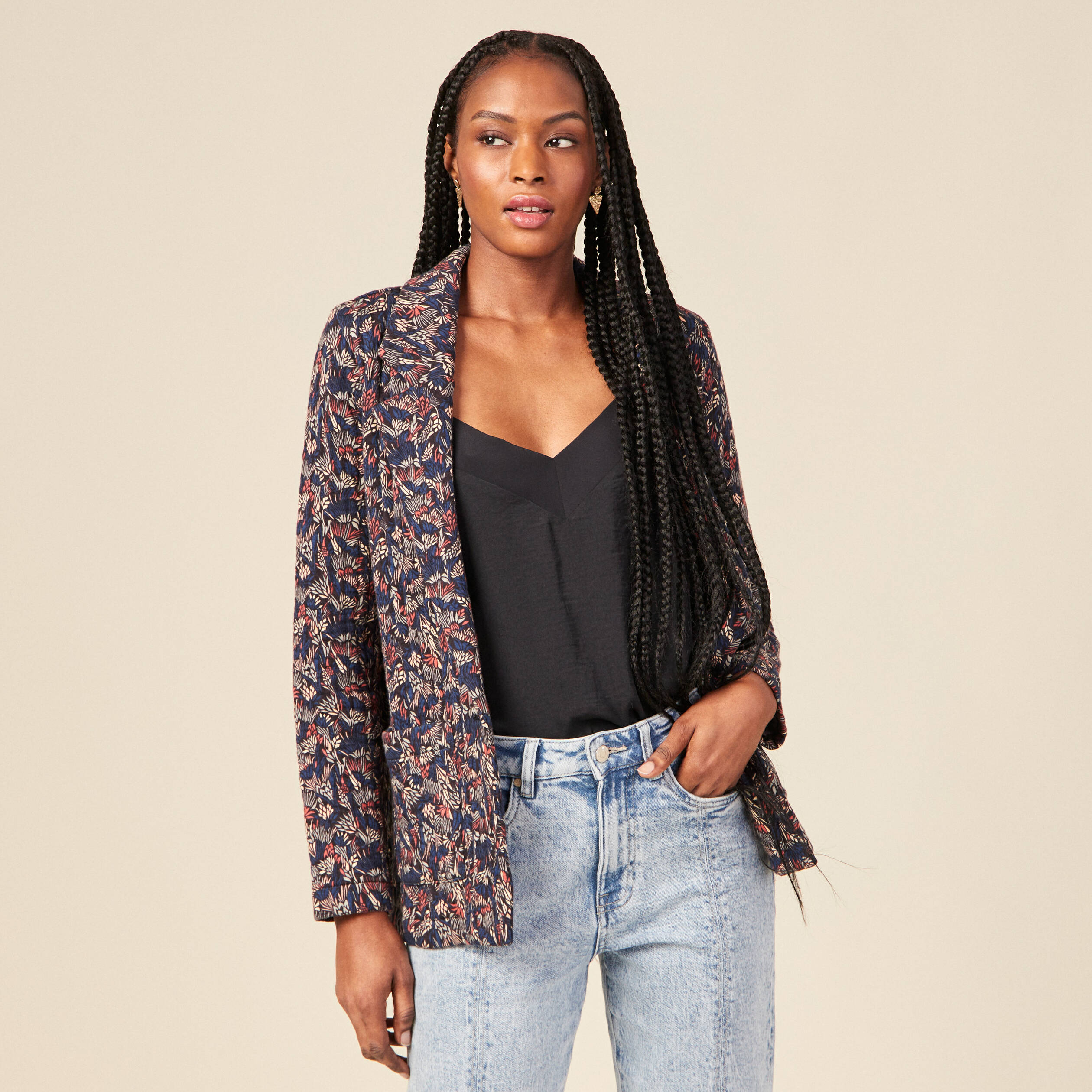 Cardigan manches longues multicolore femme