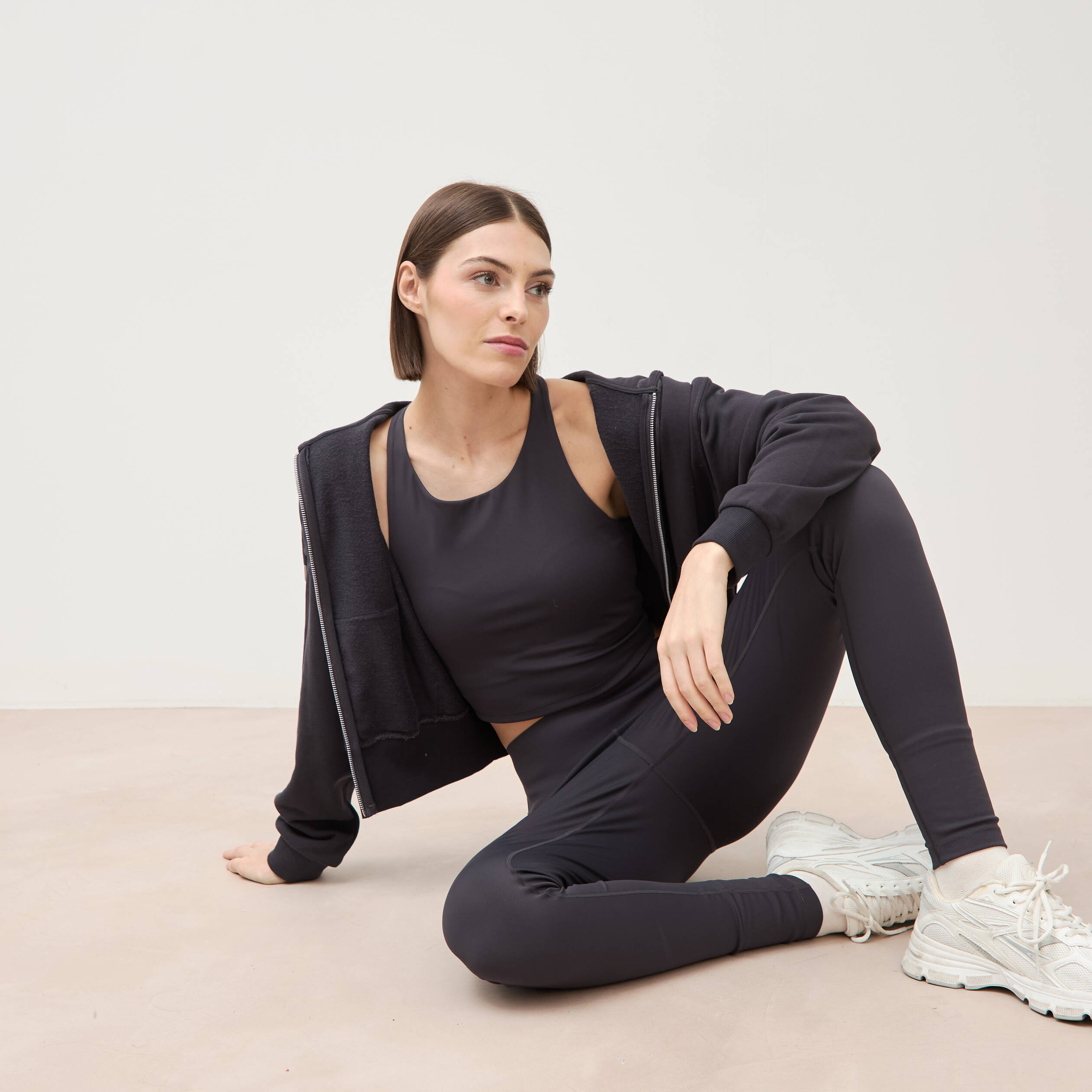 Sweat boyfriend &agrave; capuche gris fonc&eacute; femme