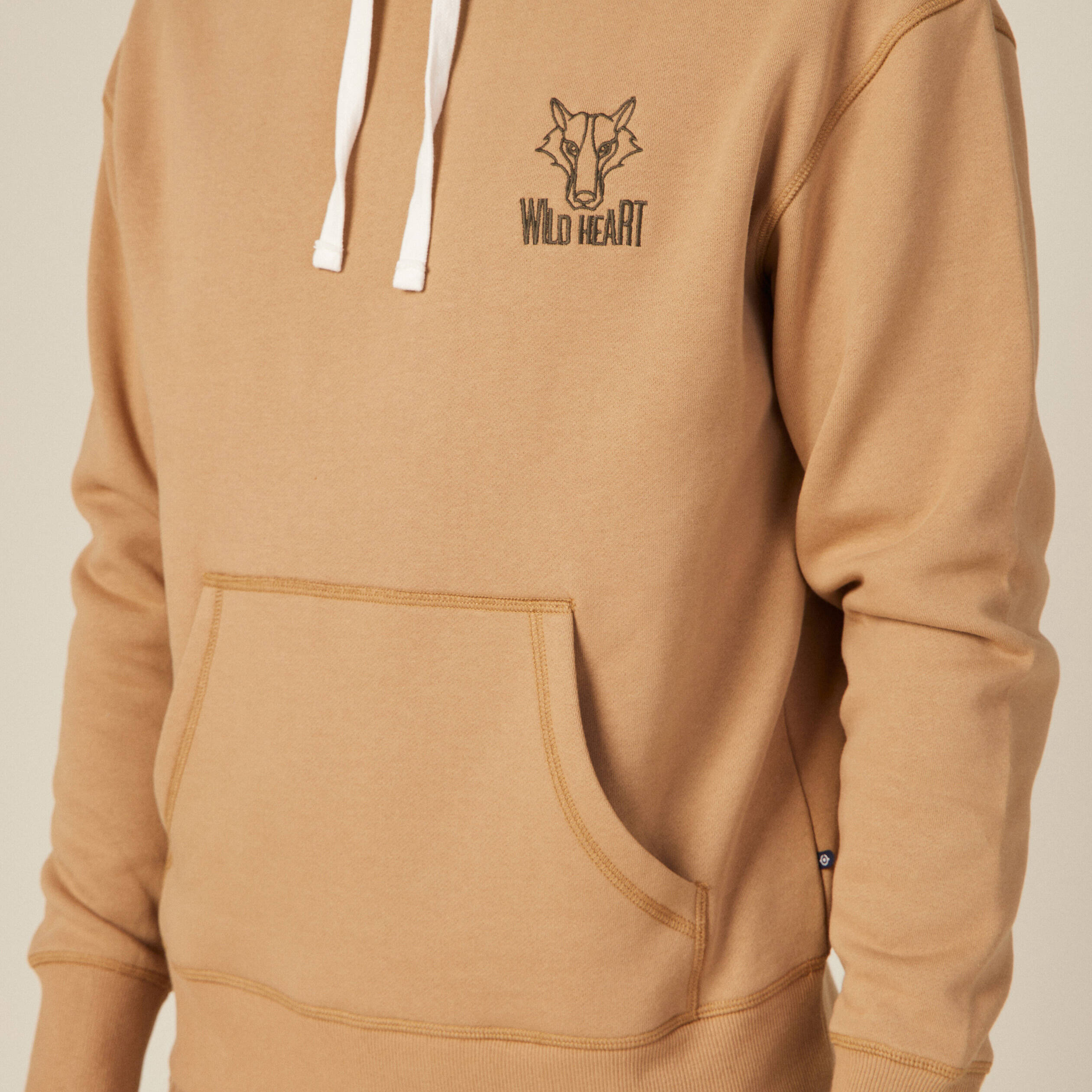 Sweat à capuche fourrée beige homme